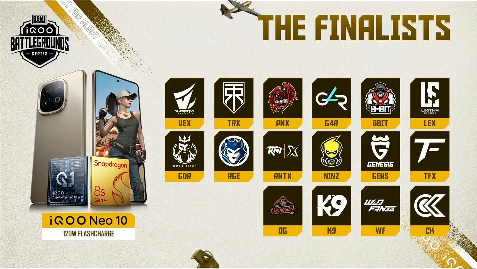Qualified teams for Battlegrounds Series 2025 Grand Finals (Image via YouTube/iQOO Esports)